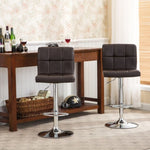 ZUN Swivel Faux Leather Adjustable Hydraulic Bar Stool, Set of 2, Brown T2574P164840