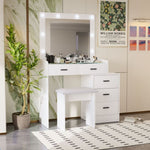 ZUN White color adjustable dressing table with 4 drawers W2139P179897