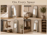 56"x15" Arched Full Length Mirror Freestanding Full Body Floor Mirror, Black 55639654