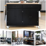 Kitchen Island Cart with Solid Wood Top and Locking Wheels,54.3 Inch Width,4 Door Cabinet and Two 59372861