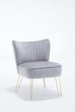 ZUN Hengming Modern velvet chair, armless side chair, metal leg chair, suitable for living room and W212123924