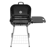 ZUN 28" Portable Charcoal Grill with Wheels and Foldable Side Shelf, Large BBQ Smoker with Adjustable 33449363