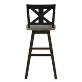 Pub Height Chairs Set of 2, Distressed Gray and Black 360-degree Swivel Chair Solid Rubberwood B011P194913