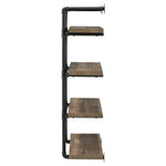 ZUN Black and Rustic Oak 4-tier Wall Shelf B062P145690