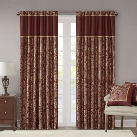 ZUN Jacquard Curtain Panel Pair B03598093