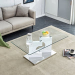 ZUN A rectangular modern and fashionable coffee table with tempered glass tabletop and white MDF legs. W1512P245588