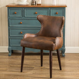 Viking Tufted Button Back barrel chair with Nailhead, Brown T2574P164502