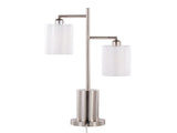 Cannes Contemporary Table Lamp in Nickel Metal with White Shades B202P224123