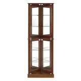 Corner Curio Dispaly Cabinet with Lights, Adjustable Tempered Glass Shelves, Mirrored W1693P171668