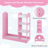 Pink Kids Wardrobe - 37"x15"x39.5" Size, 1 Solid Wood Hanger 1 Upper Shelf 2 Bottom 63793997