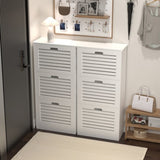 Wooden Shoe Cabinet for Entryway, White Shoe Storage Cabinet with 3 Flip Doors 20.94x9.45x43.11 inch W40935621