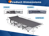 Folding Camping Cot Bed with Soft Pad, Portable Outdoor Cot, Adults Sleeping Bed for Home Office Nap 91679814
