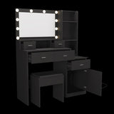 ZUN The black vanity with a mirror is equipped with a hair dryer rack, and the dressing tables in the W1320P186707