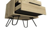 Nightstand 22" H, Four hairpin legs, Two Drawers, Light Oak B097132919