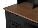 Farmhouse Arched Computer Desk with Hutch, Mid-Century Walnut Home Office Workstation with Charging 37179870
