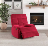 ZUN Reclining Chair Red Velvet Upholstery Square Tufted Back Pillowtop Arms Solid Wood Furniture Modern B011P182496