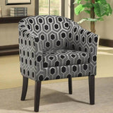 Grey and Black Hexagon Print Barrel Back Accent Chair B062P153761