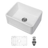 ZUN Farmhouse/Apron Front White Ceramic Kitchen Sink W127266251