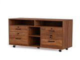 Wooden Filing Cabinet, 4 Drawers, Walnut, P2 Particle Board with Melamine 39071771