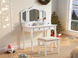 Sanlo Wooden Vanity Make Up Table and Stool Set, White T2574P162839