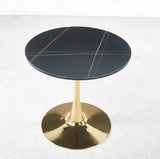 31.5"GOLDEN AND BLACK Tulip Table Mid-century Dining Table for 2-4 people With Round Mdf Table Top, W234P283828