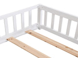 full Size Floor Bed with Door,Solid Wood Platform Bed Frame with Fence,Suitable for children,Pine W495123240