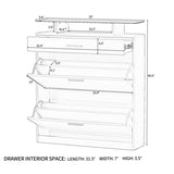 ON-TREND Slim Entryway Organizer with 2 Flip Drawers, Tempered Glass Top Shoe WF303589AAK