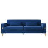 FX-P18-RBLuxury Velvet Sofa with Gold Accents - Modern 3-Seat Couch with Plush Cushions, W57649844