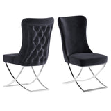 PrimeNest Noblesse Collection Upholstered Silver Legged Dining Chair, Set of 2, Black B030P286145