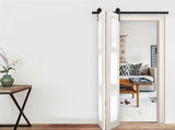 40" Bi-Folding Sliding Barn Door Hardware Kit for 2 Doors,Smoothly&Quietly,Black Track J Shape 89494323