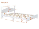 Full Size Wood Platform Bed Frame,Retro Style Platform Bed with Wooden Slat Support,White 43376167