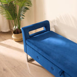 67.91"Wide Velvet Storage Soft Bench with Armrests for Living Room, Entryway and Bedroom. Navy W3118P272640