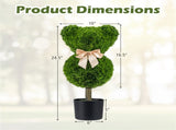 2 Pack Cute Bear Topiary Trees with Cement Weighted Pots Lifelike Green Faux Boxwood Decor for 12640559