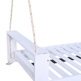 TOPMAX Twin Size Porch Swing Bed Seating Group, Patio Acacia Wood Swing Frame with Hemp Ropes for N717P210135K