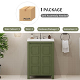24" Vintage Style Small Bathroom Vanity with Ceramic Sink, 2 Soft-close Doors, Adjustable Shelf N729P292015F
