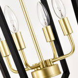 18.11" Matte Black Gold Chandelier for Dining Room, 4-Light Kitchen Chandelier Light Fixture W1592P209857