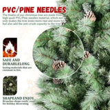 Artificial 7ft Green Christmas Tree with 1348PVC/Hard Needle Mixed Branch Tips,Pine cone,Hinged 77520448