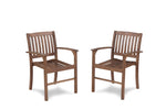 ZUN Acacia Wood Patio Dining Chair Set of 2, Solid Wood Indoor Outdoor Comfortable Seat Brown, Modern W2640P207939