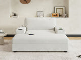 42.8" Oversized Chaise Lounge Chair with Storage Ottoman, Corduroy Sofa Bed with Cup Holders & USB N765P350851W
