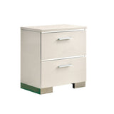 Contemporary 1pc Nightstand White Color High Gloss Lacquer Coating Chrome Handles and Feet Bedside B011P156646