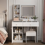 ZUN Fashion Vanity Desk with Mirror and Lights for Makeup, Vanity Mirror with Lights and Table Set with 65630816