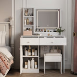 ZUN Fashion Vanity Desk with Mirror and Lights for Makeup, Vanity Mirror with Lights and Table Set with W509P144326