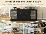 U-Style 58.3" Modern Buffet Sideboard with 4 Doors & 2 Drawers, Adjustable Shelves, Power Outlet, N711P437648B