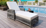 GO Outdoor Long Reclining Chaise, Wicker Lounge with Armrests, Patio Adjustable Recliner with Soft N704P248779A