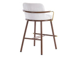 Chaya Indoor Upholstered Bar Stool with Metal Frame, Walnut Finished and Beige Upholstery, Set of 2 N775P340830B