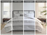 6 Piece Cotton Jacquard Oversized Comforter Set White/Grey Queen B035128778