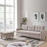 ZUN 87” Wide Modern Convertible Sofa & Chaise, L Shaped Tufted Fabric Couch, Reversible B082111419