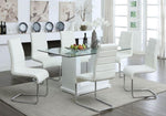 ZUN Contemporary White Padded Leatherette 2pc Side Chairs Set of 2 Chairs Kitchen Dining Room Metal B01158418