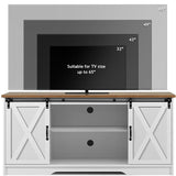 Modern Farmhouse Wood TV Stand for TVs up to 58 inches, with Sliding Barn Doors, 3 Adjustable T3685P342917