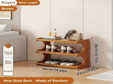 3 Tier Bamboo Shoe Rack, Free Standing Shoe Storage Organizer with Wood Grain Finish, Space Saving 21510435